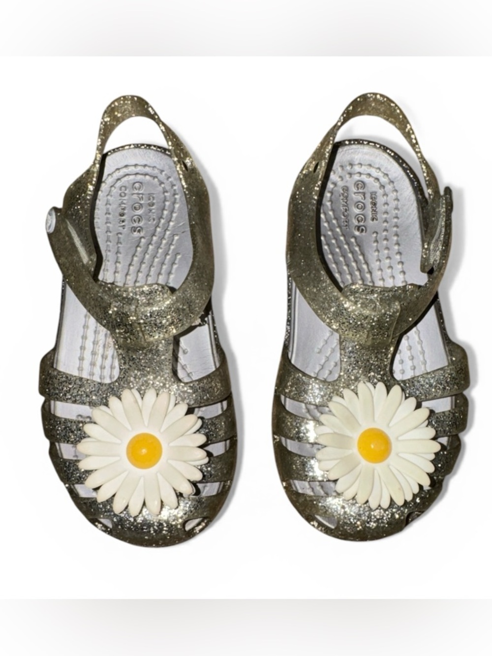 Crocs Kids' Glitter Daisy Jelly Sandals - silver Daisy 8